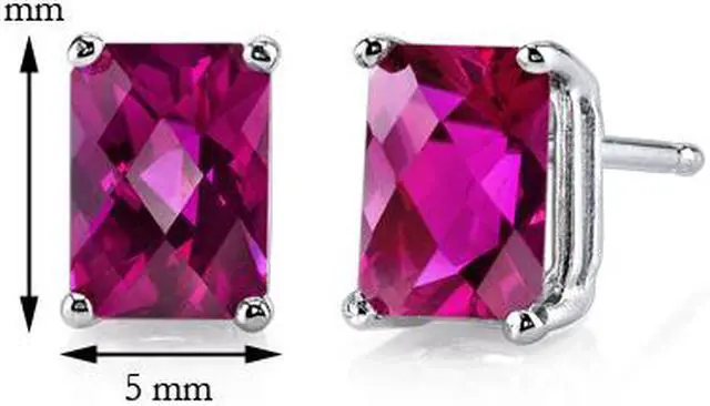 Alt view image 3 of 5 - 14 kt White Gold Radiant Cut 2.50 ct Ruby Earrings