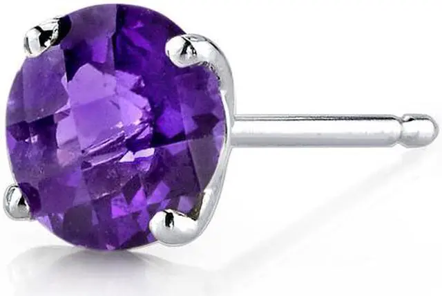 Alt view image 2 of 7 - 14 kt White Gold Round Cut 1.50 ct Amethyst Earrings