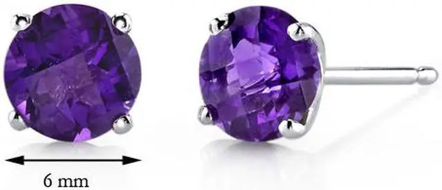 Alt view image 3 of 7 - 14 kt White Gold Round Cut 1.50 ct Amethyst Earrings