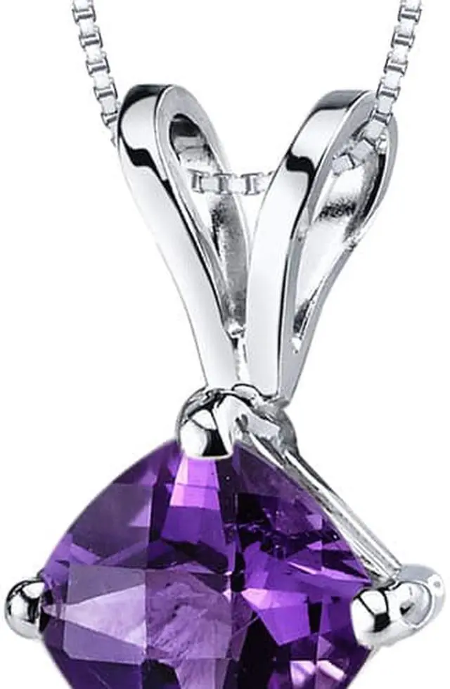 Alt view image 2 of 8 - 14 kt White Gold Cushion Cut 0.75 ct Amethyst Pendant