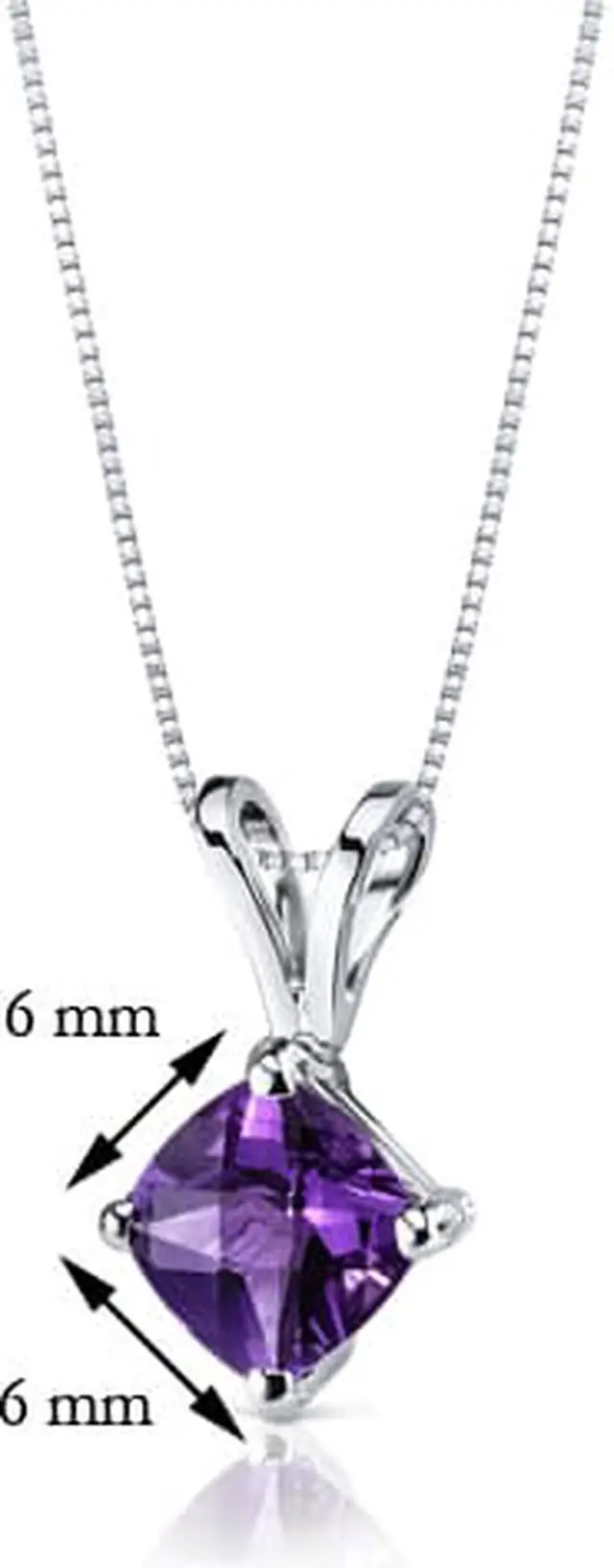 Alt view image 3 of 8 - 14 kt White Gold Cushion Cut 0.75 ct Amethyst Pendant
