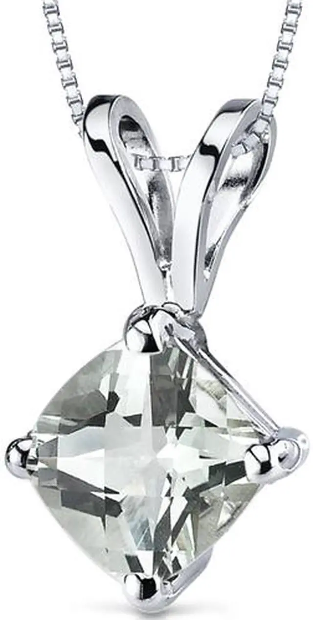 Main image of 14 kt White Gold Cushion Cut 0.75 ct Green Amethyst Pendant