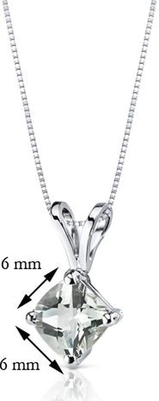 Alt view image 3 of 8 - 14 kt White Gold Cushion Cut 0.75 ct Green Amethyst Pendant