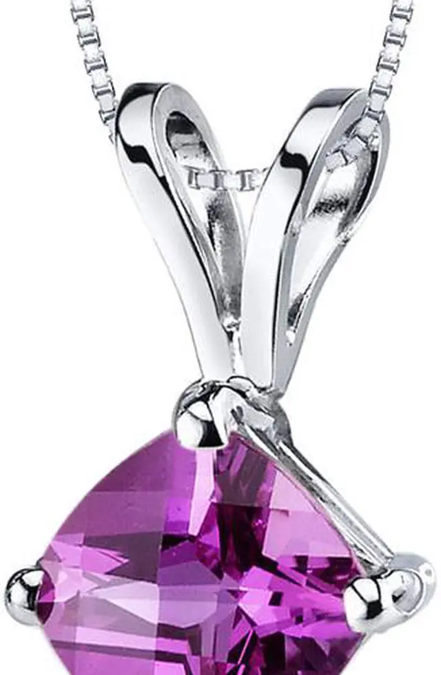 Alt view image 2 of 8 - 14 kt White Gold Cushion Cut 1.00 ct Pink Sapphire Pendant