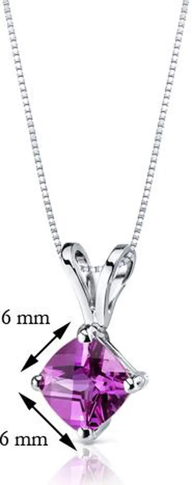Alt view image 3 of 8 - 14 kt White Gold Cushion Cut 1.00 ct Pink Sapphire Pendant