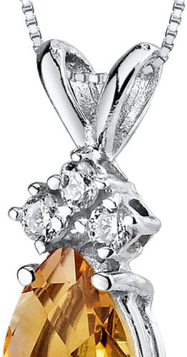 Alt view image 2 of 8 - 14 kt White Gold Pear Shape 0.75 ct Citrine Pendant