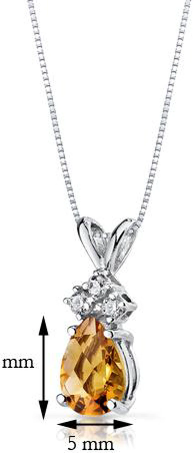 Alt view image 3 of 8 - 14 kt White Gold Pear Shape 0.75 ct Citrine Pendant