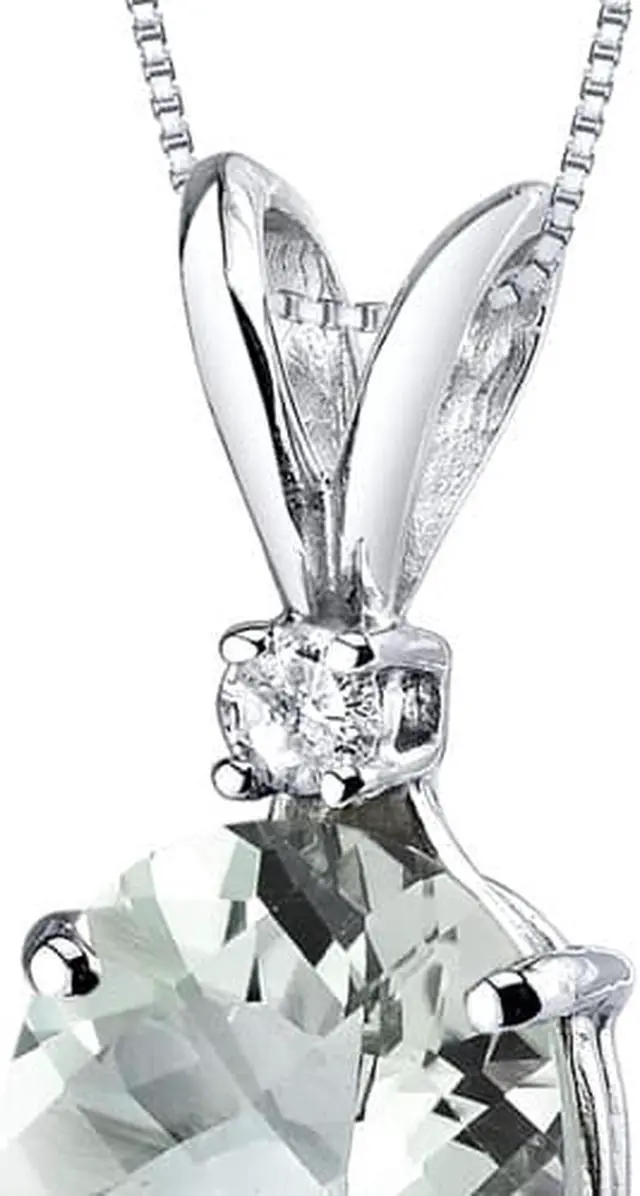 Alt view image 2 of 8 - 14 kt White Gold Oval Shape 2.25 ct Green Amethyst Pendant