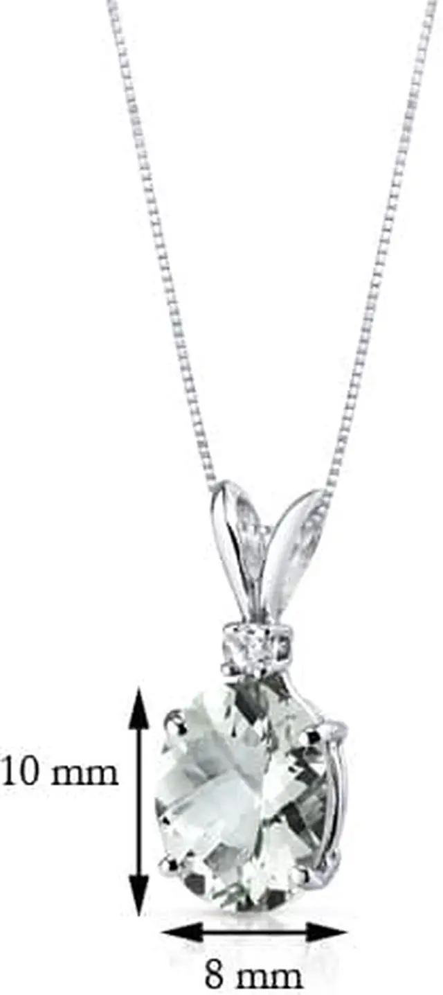 Alt view image 3 of 8 - 14 kt White Gold Oval Shape 2.25 ct Green Amethyst Pendant