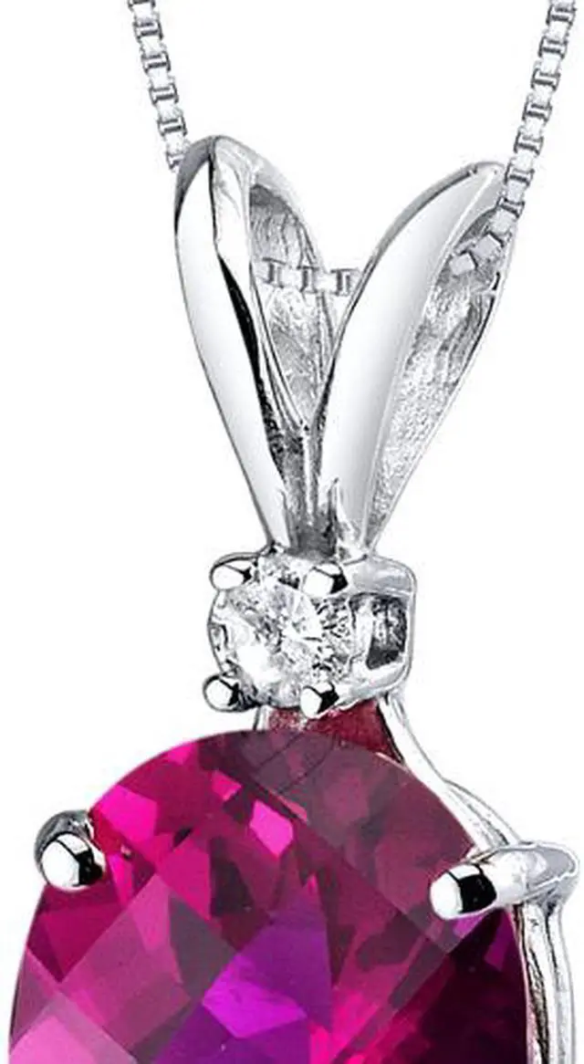 Alt view image 2 of 8 - 14 kt White Gold Oval Shape 3.50 ct Ruby Pendant