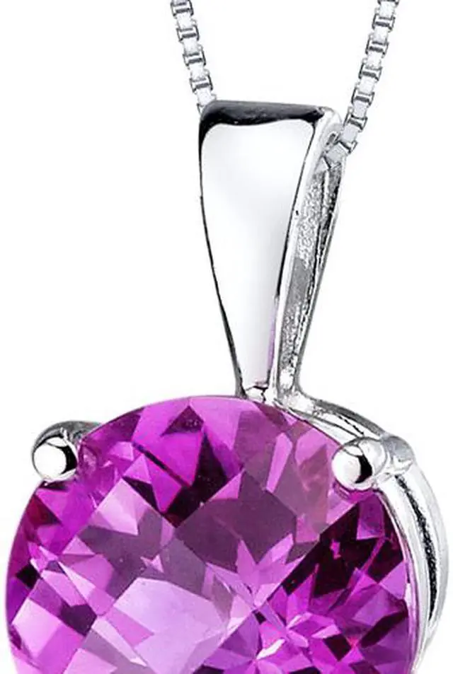 Alt view image 2 of 6 - 14 kt White Gold Round Cut 2.50 ct Pink Sapphire Pendant