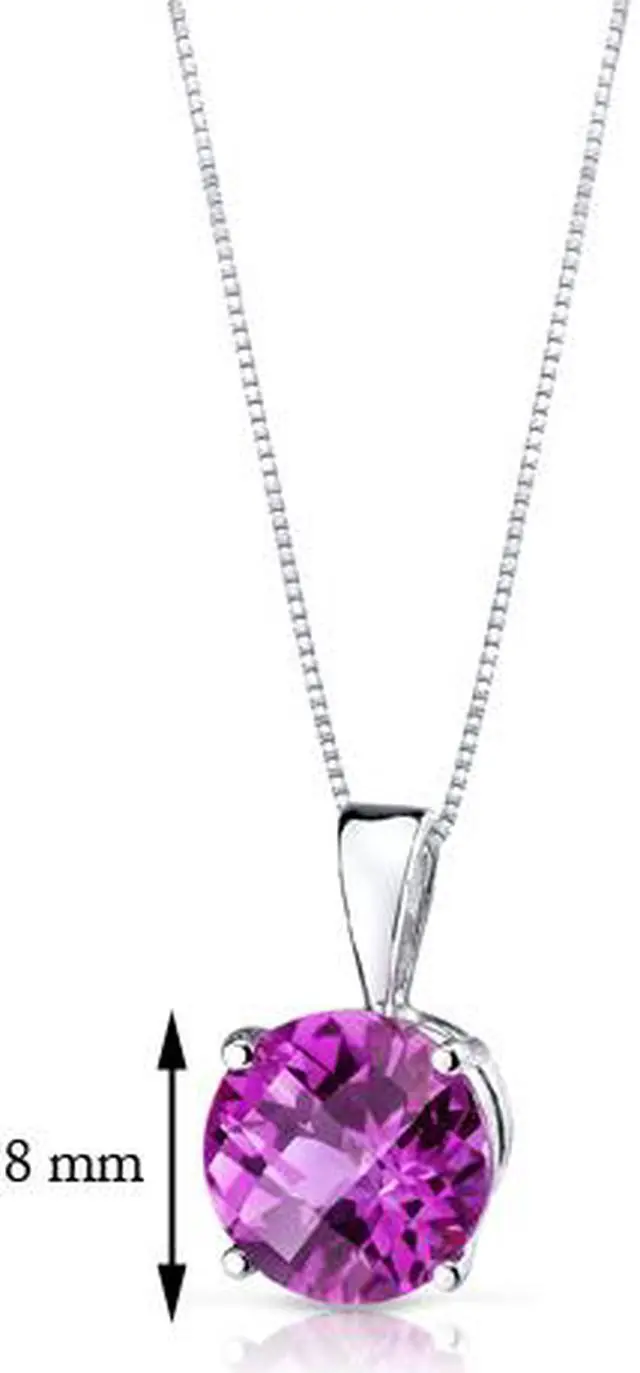 Alt view image 3 of 6 - 14 kt White Gold Round Cut 2.50 ct Pink Sapphire Pendant