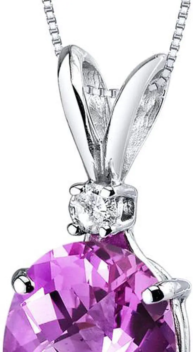 Alt view image 2 of 8 - 14 kt White Gold Oval Shape 3.50 ct Pink Sapphire Pendant