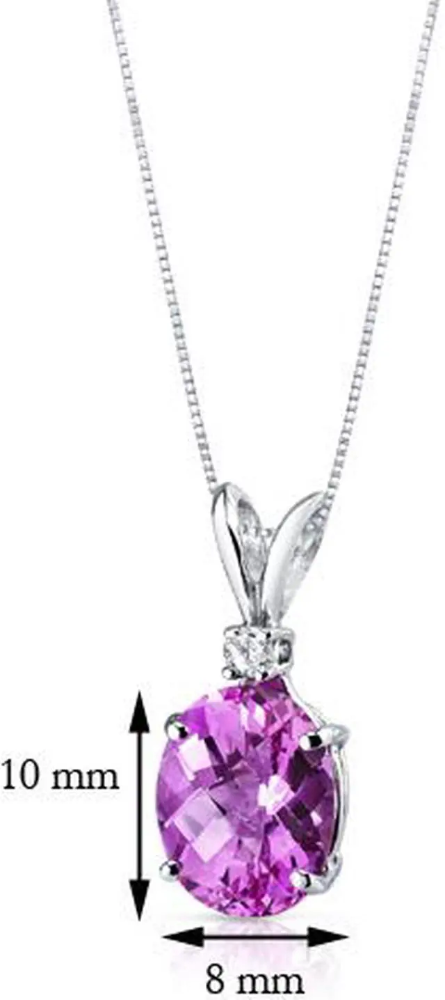 Alt view image 3 of 8 - 14 kt White Gold Oval Shape 3.50 ct Pink Sapphire Pendant