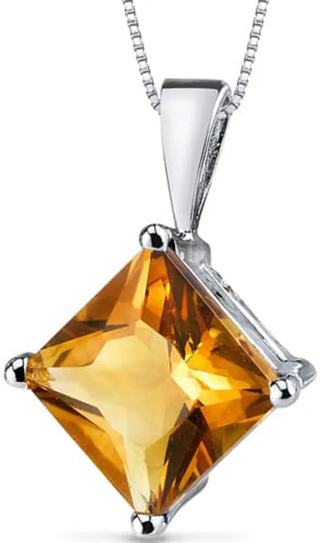 Main image of 14 kt White Gold Princess Cut 2.25 ct Citrine Pendant