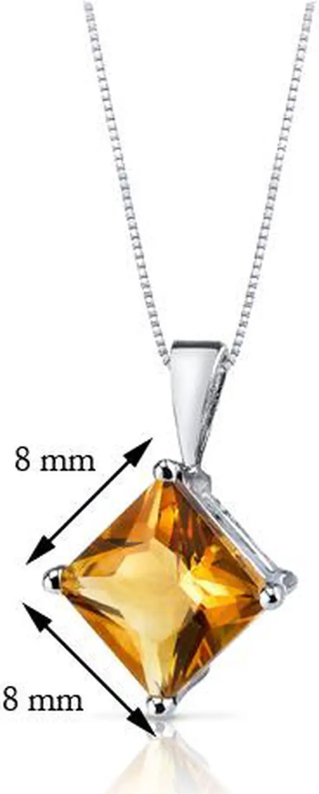 Alt view image 3 of 6 - 14 kt White Gold Princess Cut 2.25 ct Citrine Pendant