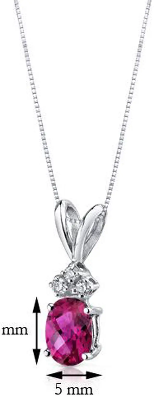 Alt view image 3 of 8 - 14 kt White Gold Oval Shape 1.00 ct Ruby Pendant