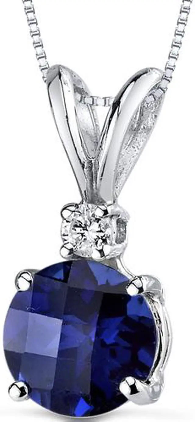 Main image of 14 kt White Gold Round Cut 1.50 ct Blue Sapphire Pendant