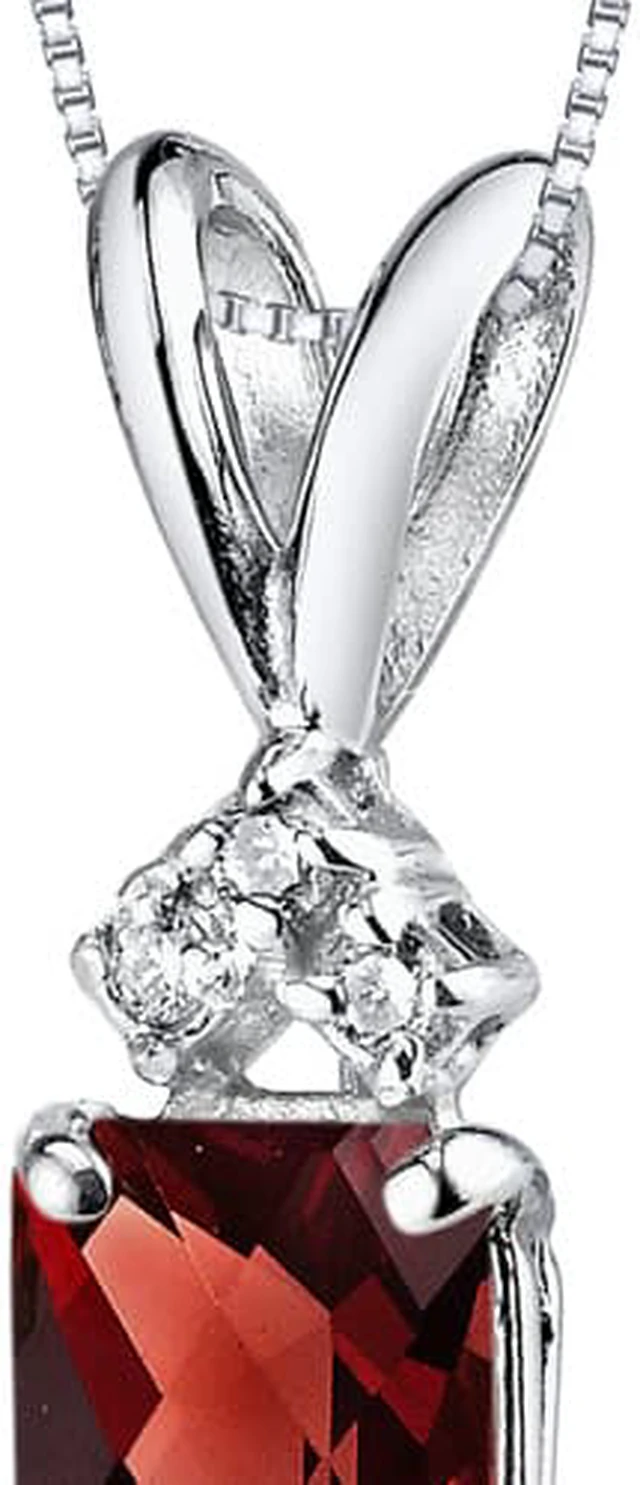 Alt view image 2 of 8 - 14 kt White Gold Radiant Cut 1.00 ct Garnet Pendant