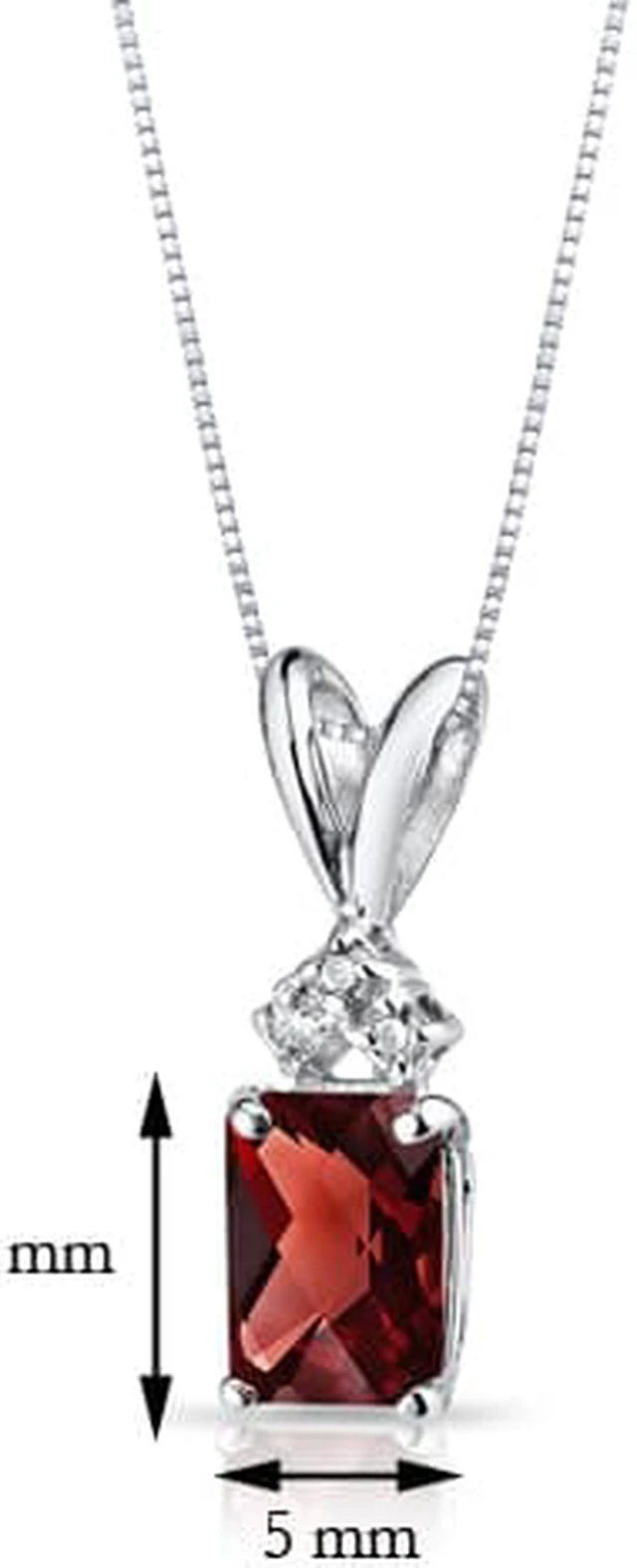 Alt view image 3 of 8 - 14 kt White Gold Radiant Cut 1.00 ct Garnet Pendant