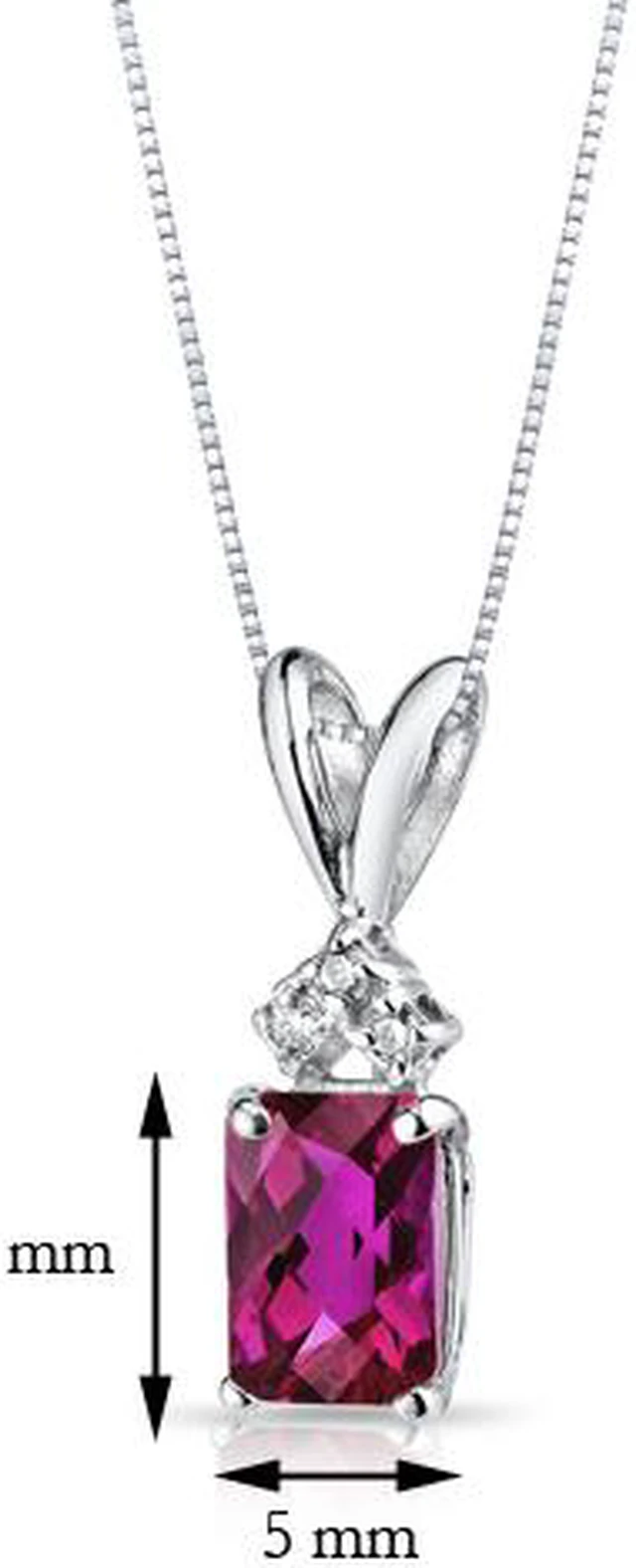 Alt view image 3 of 8 - 14 kt White Gold Radiant Cut 1.25 ct Ruby Pendant