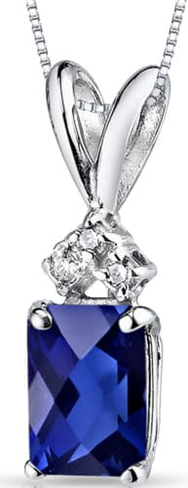 Main image of 14 kt White Gold Radiant Cut 1.25 ct Blue Sapphire Pendant