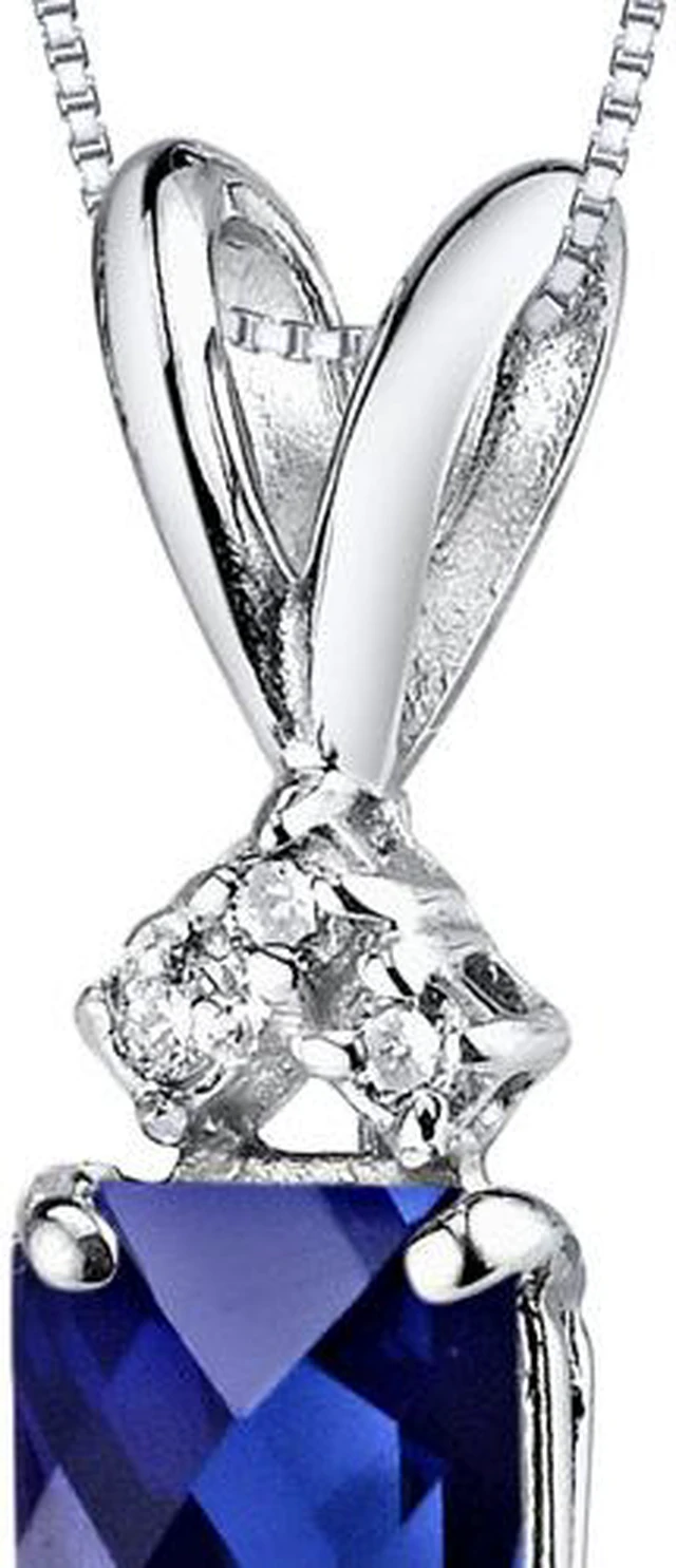 Alt view image 2 of 8 - 14 kt White Gold Radiant Cut 1.25 ct Blue Sapphire Pendant