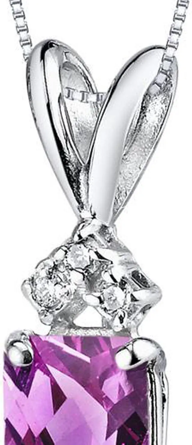 Alt view image 2 of 6 - 14 kt White Gold Radiant Cut 1.25 ct Pink Sapphire Pendant