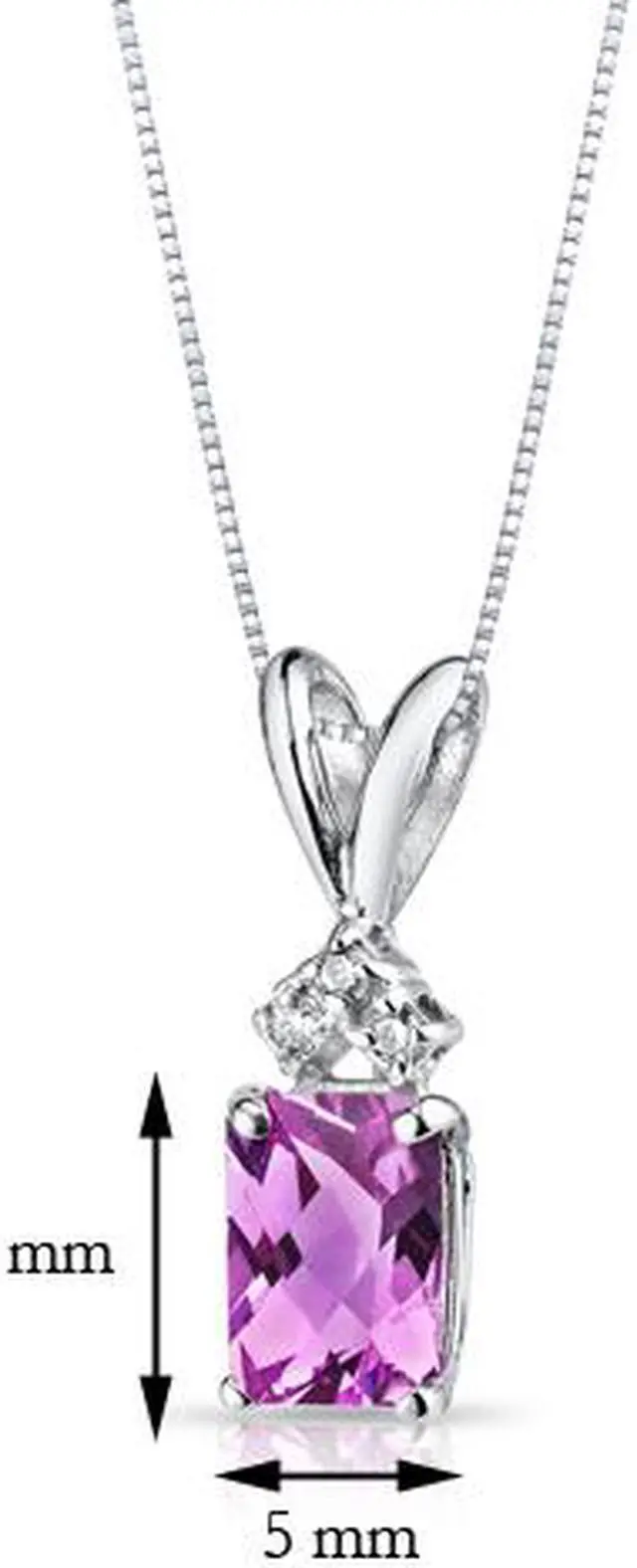 Alt view image 3 of 6 - 14 kt White Gold Radiant Cut 1.25 ct Pink Sapphire Pendant