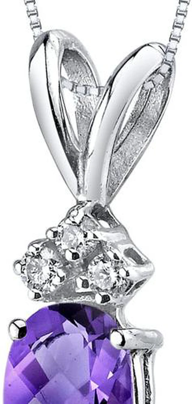 Alt view image 2 of 8 - 14 kt White Gold Oval Shape 0.75 ct Amethyst Pendant