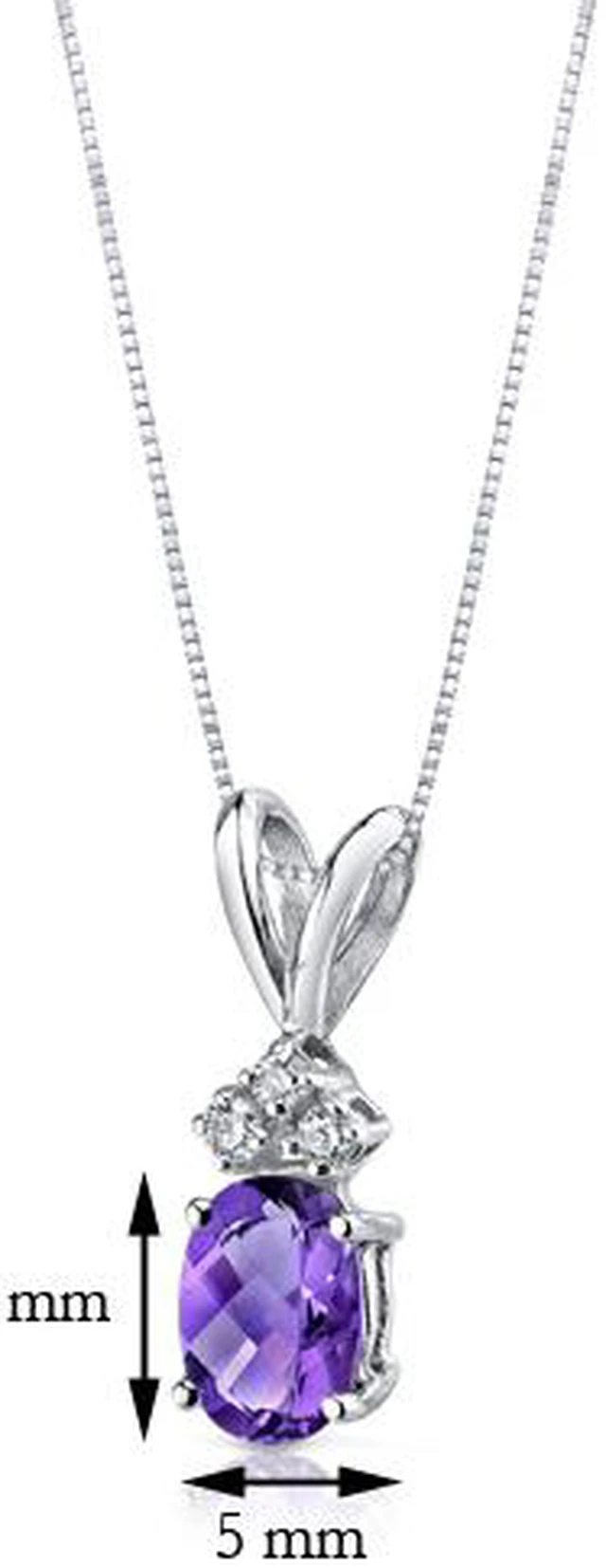 Alt view image 3 of 8 - 14 kt White Gold Oval Shape 0.75 ct Amethyst Pendant