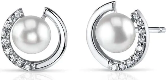 Main image of Oravo SE8324 6.5mm Freshwater White Pearl Earrings in Sterling Silver