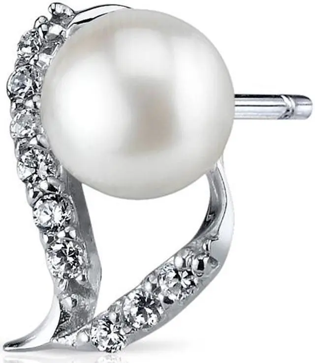 Alt view image 2 of 7 - 7.0Mm Freshwater White Pearl Earrings in Sterling Silver