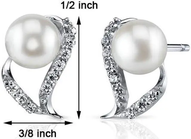 Alt view image 3 of 7 - 7.0Mm Freshwater White Pearl Earrings in Sterling Silver