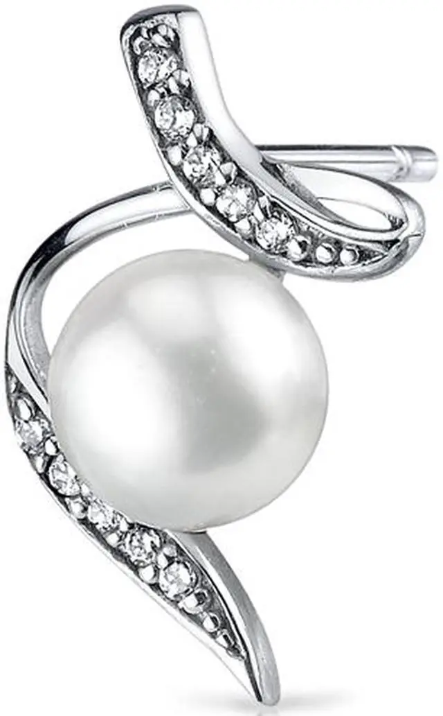 Alt view image 2 of 7 - Oravo SE8342 6.5mm Freshwater White Pearl Earrings in Sterling Silver