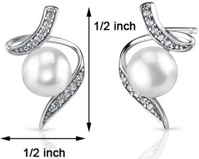 Alt view image 3 of 7 - Oravo SE8342 6.5mm Freshwater White Pearl Earrings in Sterling Silver
