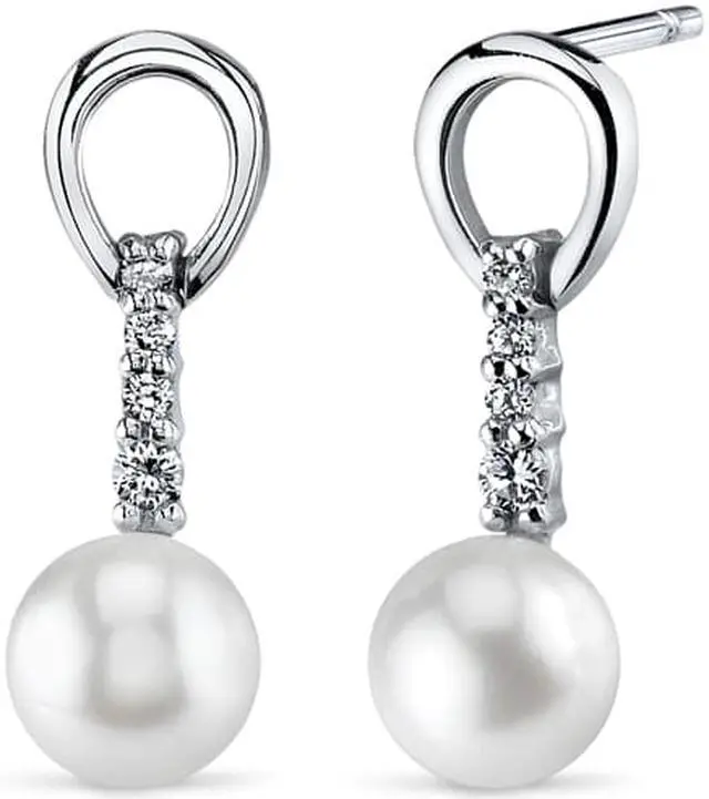 Main image of Oravo SE8344 6.5mm Freshwater White Pearl Earrings in Sterling Silver