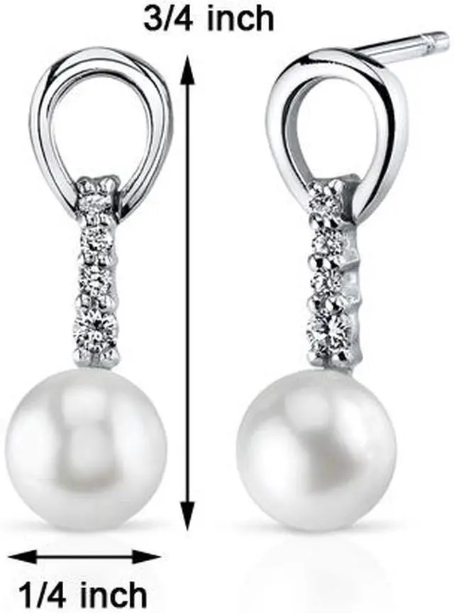 Alt view image 3 of 4 - Oravo SE8344 6.5mm Freshwater White Pearl Earrings in Sterling Silver