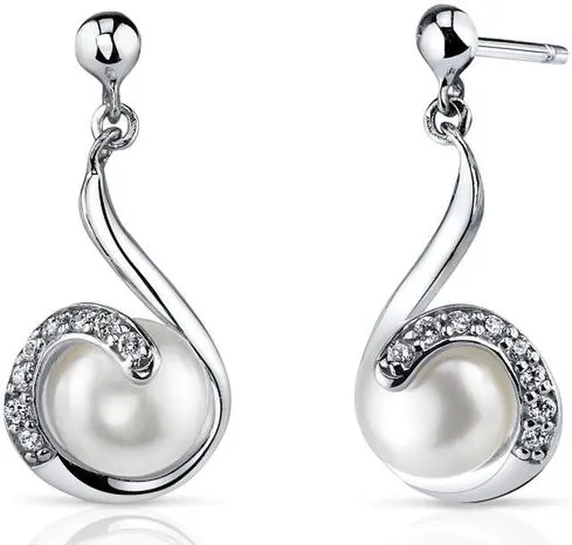 Main image of Oravo 7.5mm Freshwater White Pearl Earrings in Sterling Silver