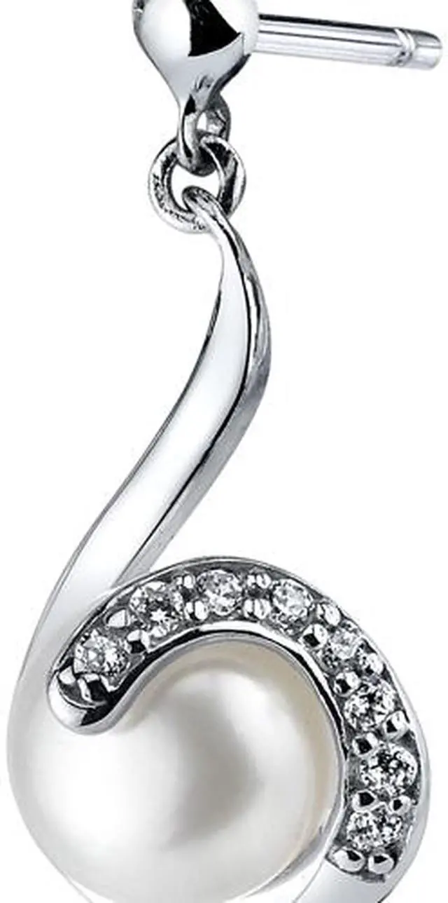 Alt view image 2 of 7 - Oravo 7.5mm Freshwater White Pearl Earrings in Sterling Silver