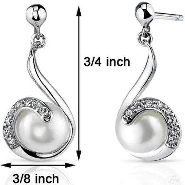 Alt view image 3 of 7 - Oravo 7.5mm Freshwater White Pearl Earrings in Sterling Silver