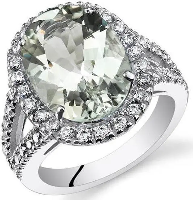 Main image of 5.25 Cts Green Amethyst Sterling Silver Ring Sizes 5 to 9
