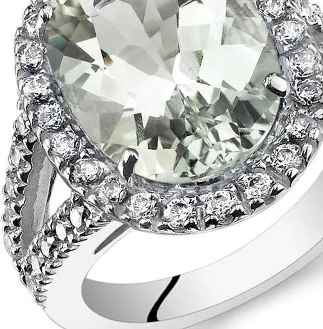 Alt view image 2 of 4 - 5.25 Cts Green Amethyst Sterling Silver Ring Sizes 5 to 9