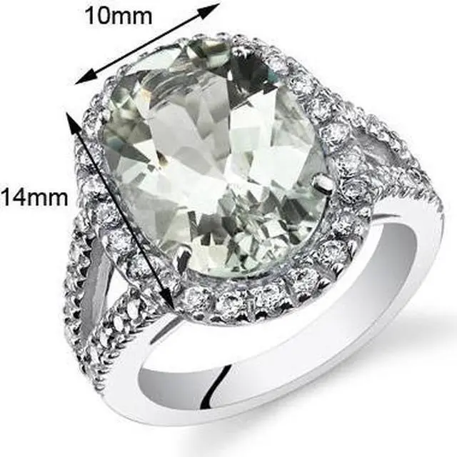 Alt view image 3 of 4 - 5.25 Cts Green Amethyst Sterling Silver Ring Sizes 5 to 9