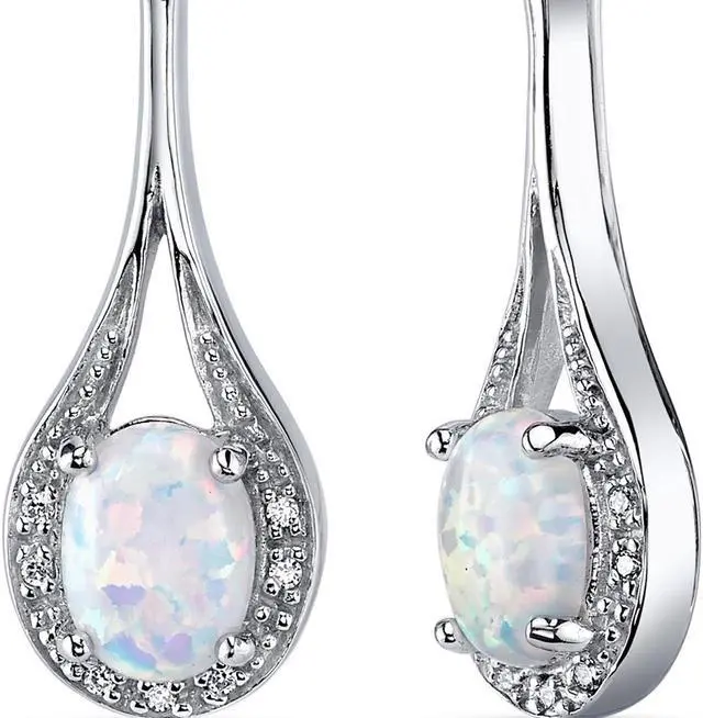 Alt view image 2 of 7 - Opal Earrings Sterling Silver Oval Shape 3.50 Carats