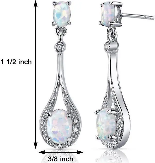Alt view image 3 of 7 - Opal Earrings Sterling Silver Oval Shape 3.50 Carats