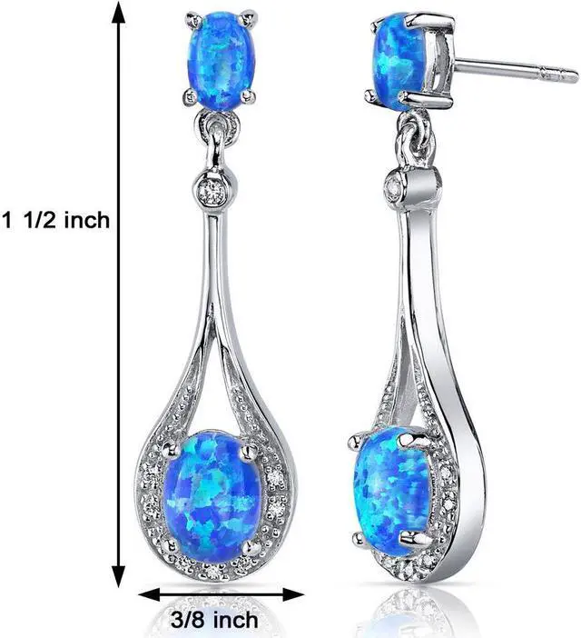 Alt view image 3 of 7 - Blue-Green Opal Earrings Sterling Silver Oval Shape 3.50 Carats