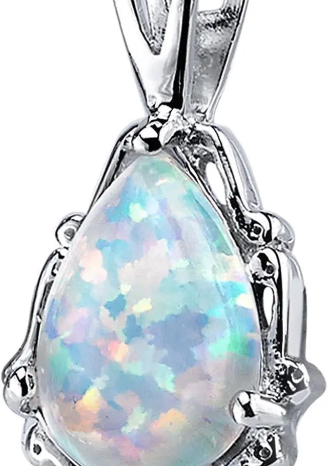 Alt view image 2 of 8 - Opal Pendant Necklace Sterling Silver Pear Shape 1.50 Carats