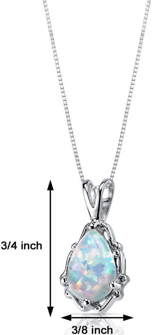 Alt view image 3 of 8 - Opal Pendant Necklace Sterling Silver Pear Shape 1.50 Carats