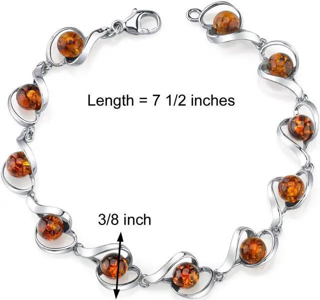 Alt view image 2 of 6 - Oravo Baltic Amber Bracelet Sterling Silver Cognac Color Round Sphere Shape